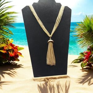 Sarah Coventry Y Necklace 6 Strands Chain Gold Tone Pendant/Necklace & Bracelet